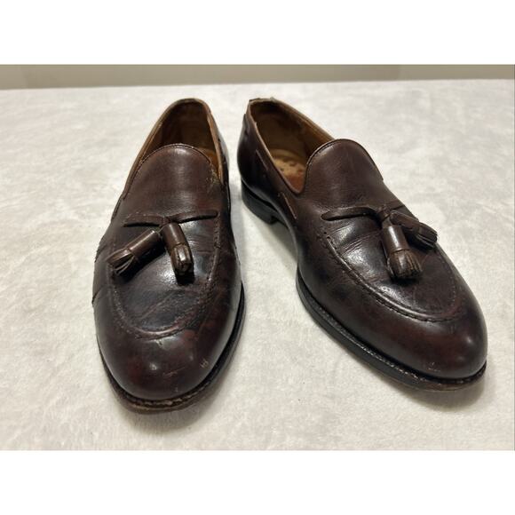 Crockett Jones Men’s Shoes Size 8.5 E Brown Cavendish Leather Tassel Loafers - Picture 1 of 9